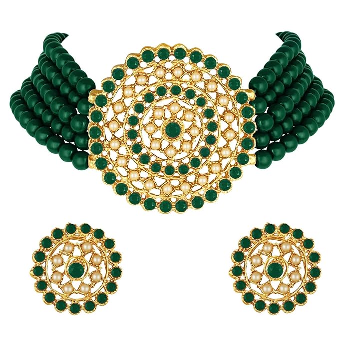 Necklace with Round Earrings.